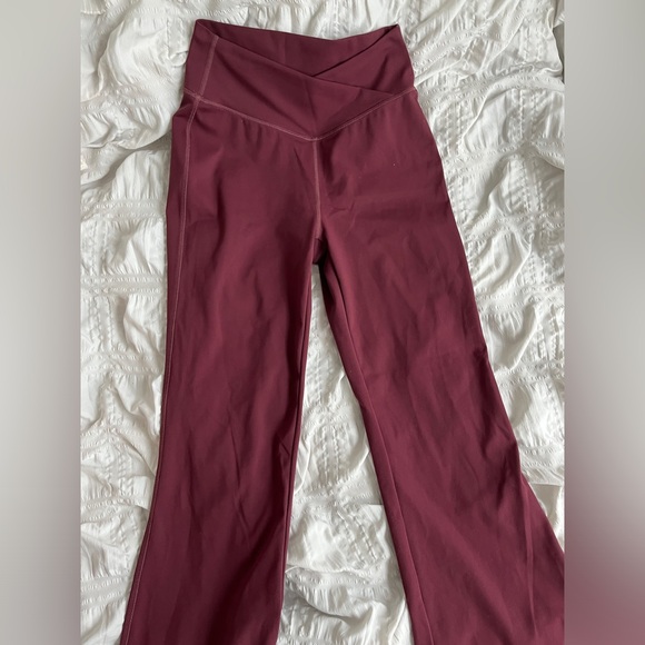 snatched waist dark red flare leggings - Picture 1 of 3